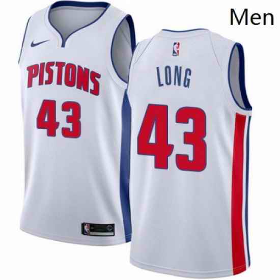 Mens Nike Detroit Pistons 43 Grant Long Swingman White Home NBA Jersey Association Edition